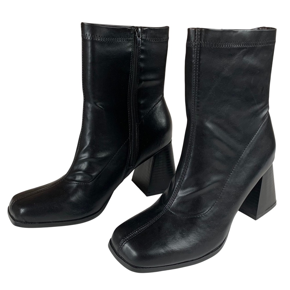 Maurices City Chic Robbie Black Block Heel Ankle Boots Womens 8W EU 39